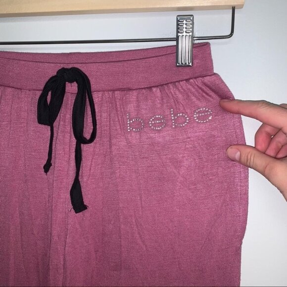 Bebe Sleepwear Pyjama Pants Bottoms Size Small Mauve Pink Rhinestones Flowy NWOT - Picture 4 of 9